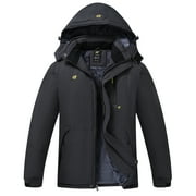 Tyhengta Mens Waterproof Ski Jacket Warm Winter Snow Coat Mountain Windbreaker Hooded Raincoat Carbon Gray XL
