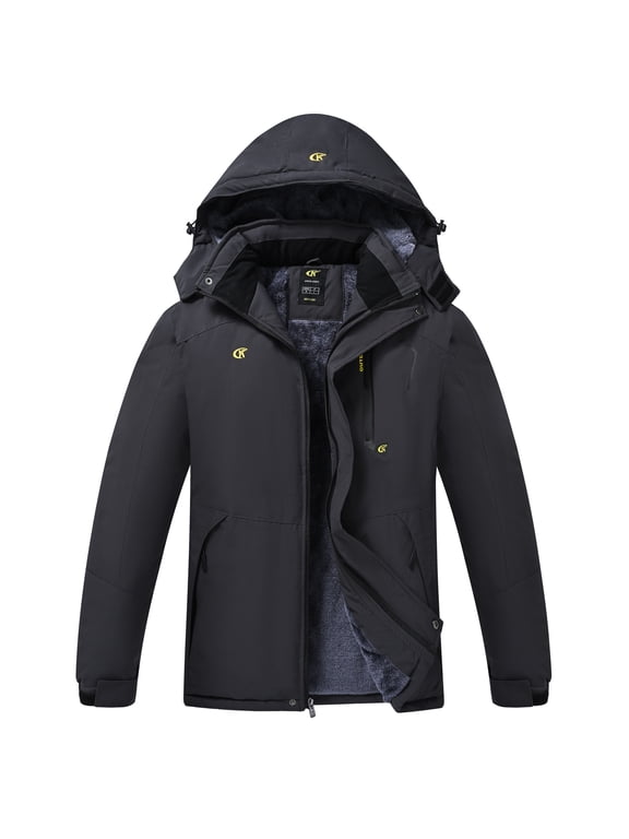 Men's Waterproof Ski Jacket Warm Winter Snow Coat Mountain Windbreaker Hooded Raincoat Carbon Gray XXXL