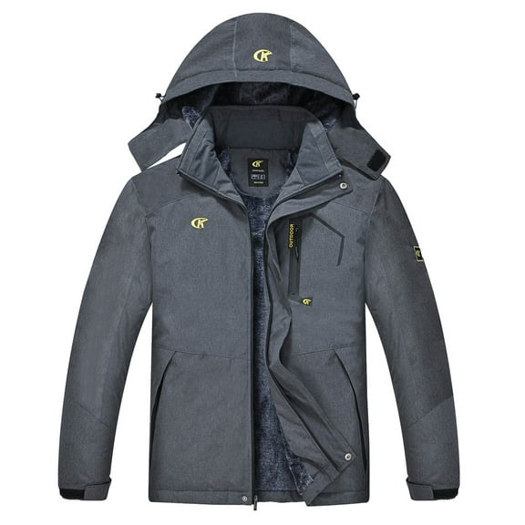 Tyhengta Men's Waterproof Ski Jacket Warm Winter Snow Coat Mountain Windbreaker Hooded Raincoat Cation Darkgray XXXL
