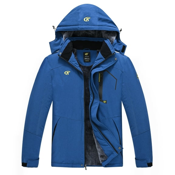 Tyhengta Men's Waterproof Ski Jacket Warm Winter Snow Coat Mountain Windbreaker Hooded Raincoat Cation Royalblue L