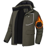 Tyhengta Mens Waterproof Ski Jackets Winter Coats Snow Jacket Adjustable Fleece Windbreaker Windproof Outdoor RainJackets Army Green XL