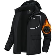 TYHENGTA Men's Winter Skiing Jackets Water Resistant Fleece Coats Insulated Thermal Snowboard Jacket Parka Raincoat with Hood Iron-gray XL