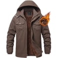 thumbnail image 1 of Tyhengta Men's Winter Jacket Cotton Jackets Fleece Lined Thick Work Warm Cargo Coats with Hooded Coffee 2XL, 1 of 11