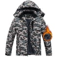 thumbnail image 1 of Tyhengta Men's Winter Skiing Jackets Water Resistant Fleece Coats Insulated Thermal Snowboard Jacket Parka Raincoat with Hood Camouflage army green 2XL, 1 of 6