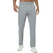 TYHENGTA Mens Golf Pants Stretch Work Dress Pants 30"/32" Quick Dry Lightweight Casual Comfy Trousers with Pockets Lightgray 32Wx32L