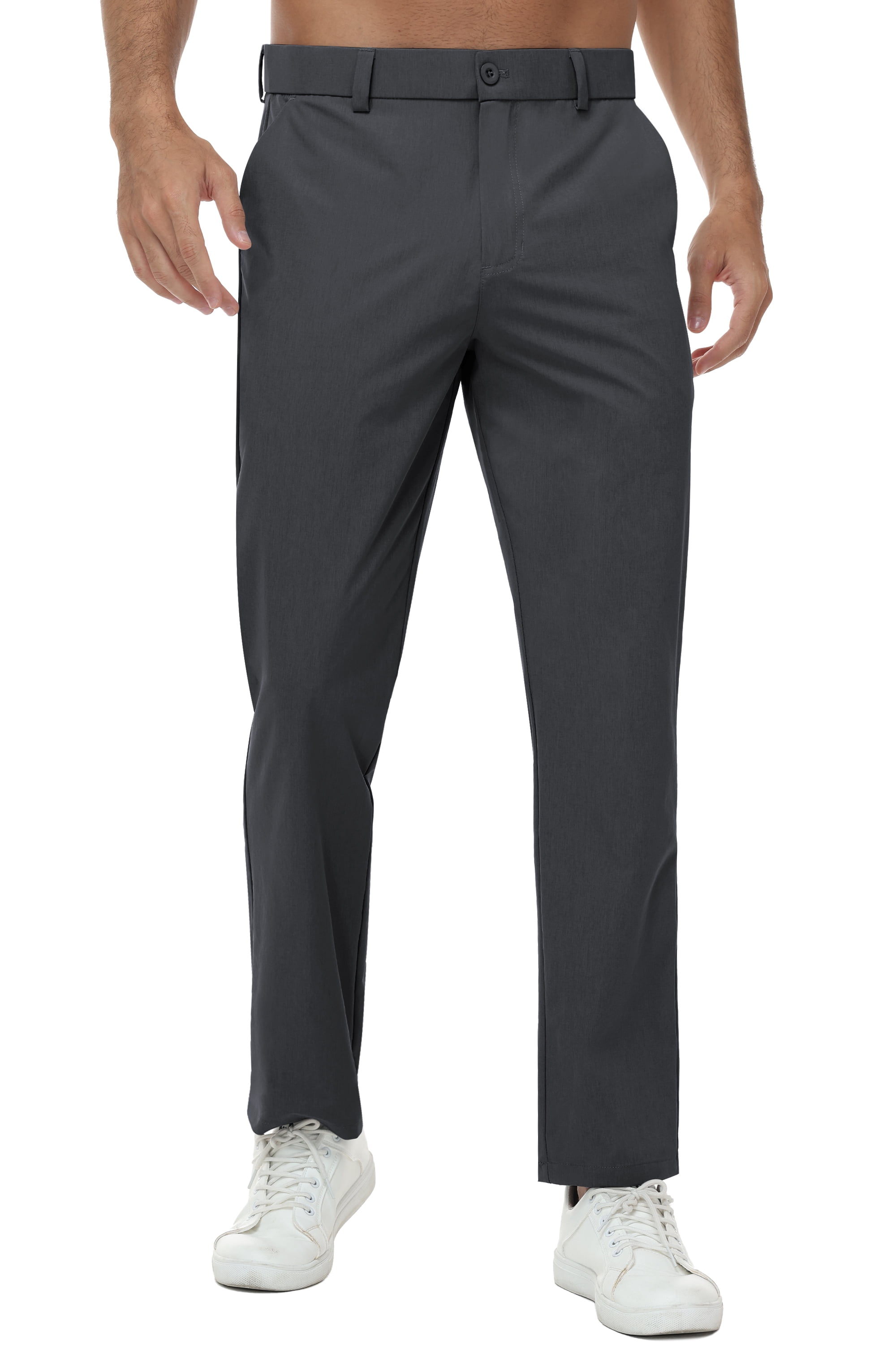 Tyhengta Mens Golf Pants Stretch Work Dress Pants 30"/32"/34" Quick Dry Lightweight Casual Comfy Trousers with Pockets Darkgray 34Wx34L