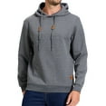 thumbnail image 1 of Tyhengta Mens Hooded Sweatshirt Casual Long Sleeve Drawstring Jacquard PlaidCloth Pullover Hoodies Darkgrey L, 1 of 8