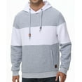 thumbnail image 1 of Tyhengta Mens Hooded Sweatshirt With Zipper Pockets Casual Long Sleeve Drawstring Jacquard PlaidCloth Pullover Hoodies Light gray/white M, 1 of 1