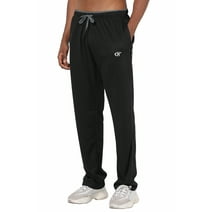 Tyhengta Mens Pants Athletic Open Bottom Running Pants Mesh Mens Sweatpants with Pockets Black/Grey L