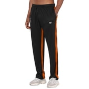 Tyhengta Mens Pants Athletic Open Bottom Running Pants Mesh Mens Sweatpants with Pockets Black/Orange L