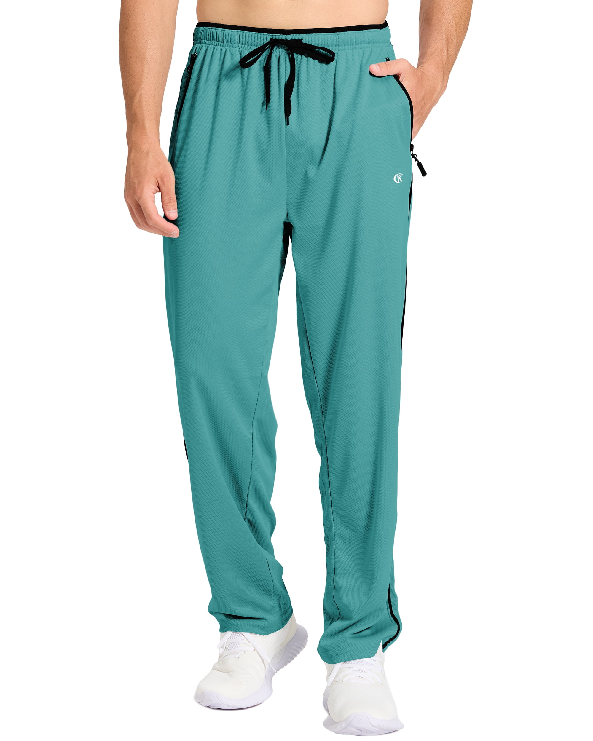 Men s Open Bottom Running Pants Mesh Sweatpants with Pockets Blackishgreen Black XL in Libya at LYD 369 Rating 5