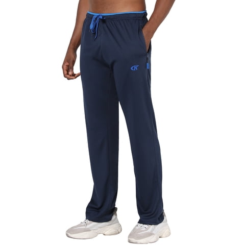 Mens Pants Athletic Open Bottom Running Pants Mesh Mens Sweatpants with Pockets Blue L