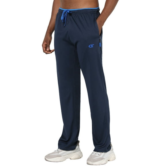Tyhengta Mens Pants Athletic Open Bottom Running Pants Mesh Mens Sweatpants with Pockets Blue S