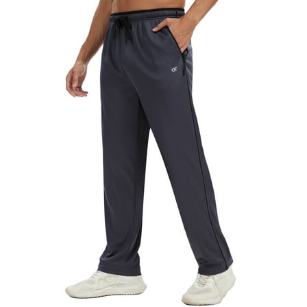 Tyhengta Mens Pants Athletic Open Bottom Running Pants Mesh Mens Sweatpants with Pockets Carbon Gray/Black XL