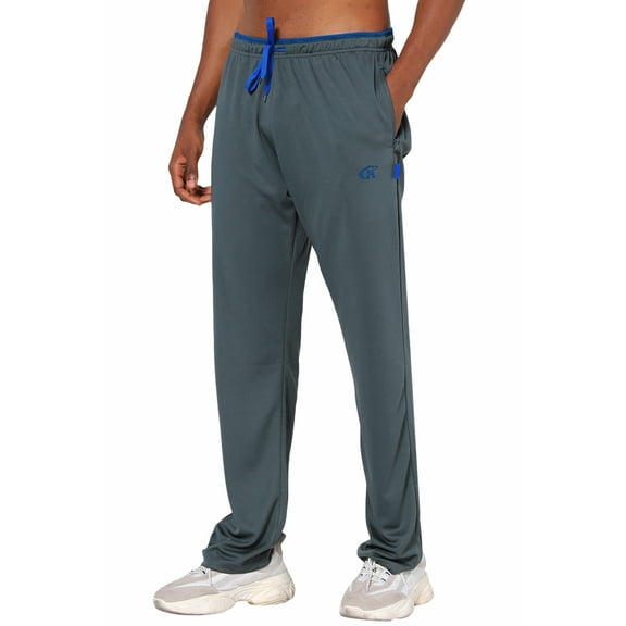 Tyhengta Mens Pants Athletic Open Bottom Running Pants Mesh Mens Sweatpants with Pockets Gray XL