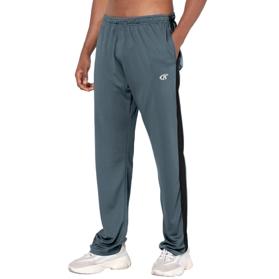 Tyhengta Mens Pants Athletic Open Bottom Running Pants Mesh Mens Sweatpants with Pockets Grey/Black S
