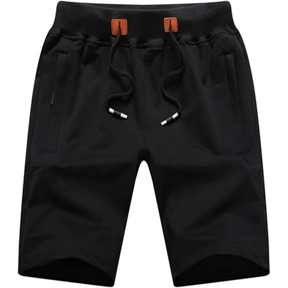 Tyhengta Mens Shorts Casual Comfortable Workout Shorts Drawstring Zipper Pockets Elastic Waist Black 40