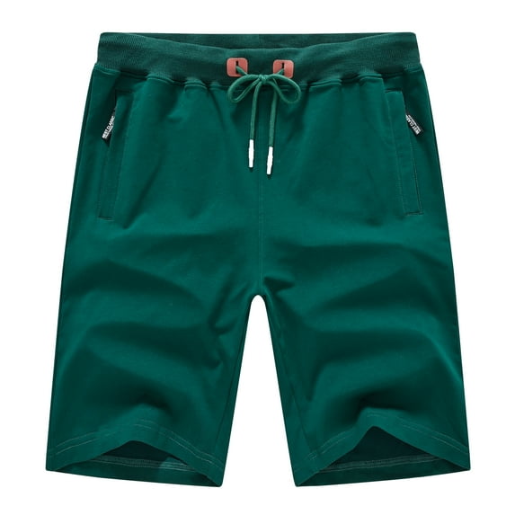 Tyhengta Mens Shorts Casual Comfortable Workout Shorts Drawstring Zipper Pockets Elastic Waist Blackish Green 32