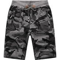 thumbnail image 1 of Tyhengta Mens Shorts Casual Comfortable Workout Shorts Drawstring Zipper Pockets Elastic Waist Camo Darkgray 38, 1 of 7