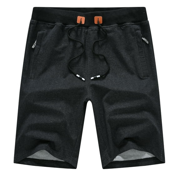 Tyhengta Mens Shorts Casual Comfortable Workout Shorts Drawstring Zipper Pockets Elastic Waist Cationblack 34