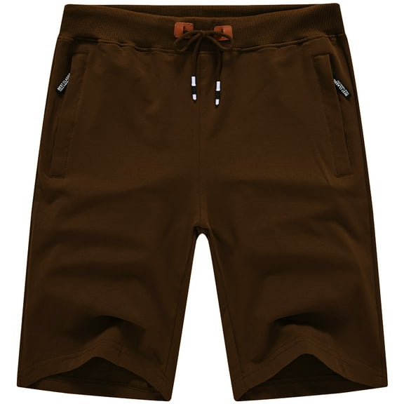 Tyhengta Mens Shorts Casual Comfortable Workout Shorts Drawstring Zipper Pockets Elastic Waist Coffee 36