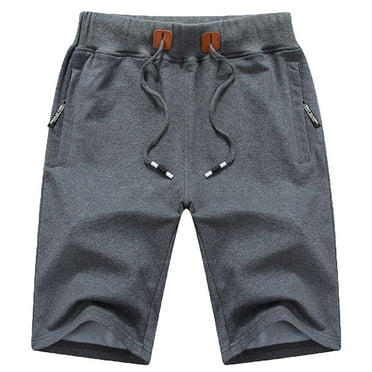 Tyhengta Mens Shorts Casual Comfortable Workout Shorts Drawstring Zipper Pockets Elastic Waist Darkgray 32