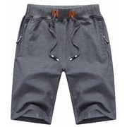 Tyhengta Mens Shorts Casual Comfortable Workout Shorts Drawstring Zipper Pockets Elastic Waist Darkgray 32