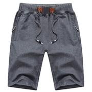 Tyhengta Mens Shorts Casual Comfortable Workout Shorts Drawstring Zipper Pockets Elastic Waist Darkgray 36