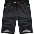 thumbnail image 1 of Tyhengta Mens Shorts Casual Comfortable Workout Shorts Drawstring Zipper Pockets Elastic Waist Dirty black 30, 1 of 7