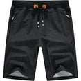 thumbnail image 1 of Tyhengta Mens Shorts Casual Comfortable Workout Shorts Drawstring Zipper Pockets Elastic Waist Dirty black 34, 1 of 7