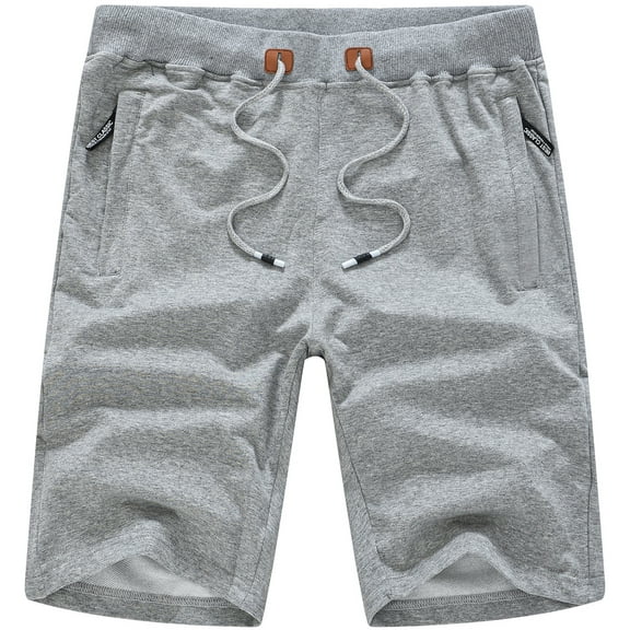 Tyhengta Mens Shorts Casual Comfortable Workout Shorts Drawstring Zipper Pockets Elastic Waist Lightgray 32