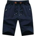 thumbnail image 1 of Tyhengta Mens Shorts Casual Comfortable Workout Shorts Drawstring Zipper Pockets Elastic Waist Navy 44, 1 of 8