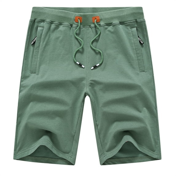 Tyhengta Mens Shorts Casual Comfortable Workout Shorts Drawstring Zipper Pockets Elastic Waist Olive 42