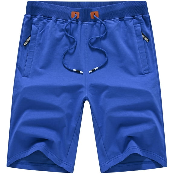 Tyhengta Mens Shorts Casual Comfortable Workout Shorts Drawstring Zipper Pockets Elastic Waist Royalblue 32