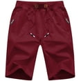 thumbnail image 1 of Tyhengta Mens Shorts Casual Comfortable Workout Shorts Drawstring Zipper Pockets Elastic Waist Winered 44, 1 of 8