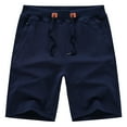 thumbnail image 1 of Tyhengta Mens Shorts Casual Cotton Workout Shorts Drawstring Zipper Pockets Elastic Waist Dark blue 30, 1 of 10