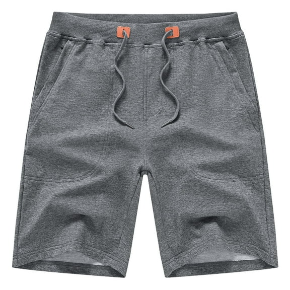 Tyhengta Mens Shorts Casual Cotton Workout Shorts Drawstring Zipper Pockets Elastic Waist Dark gray 36