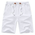 thumbnail image 1 of Tyhengta Mens Shorts Casual Cotton Workout Shorts Drawstring Zipper Pockets Elastic Waist White 32, 1 of 10