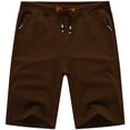 thumbnail image 1 of Tyhengta Mens Shorts Casual Drawstring Zipper Pockets Elastic Waist Coffee 44, 1 of 8