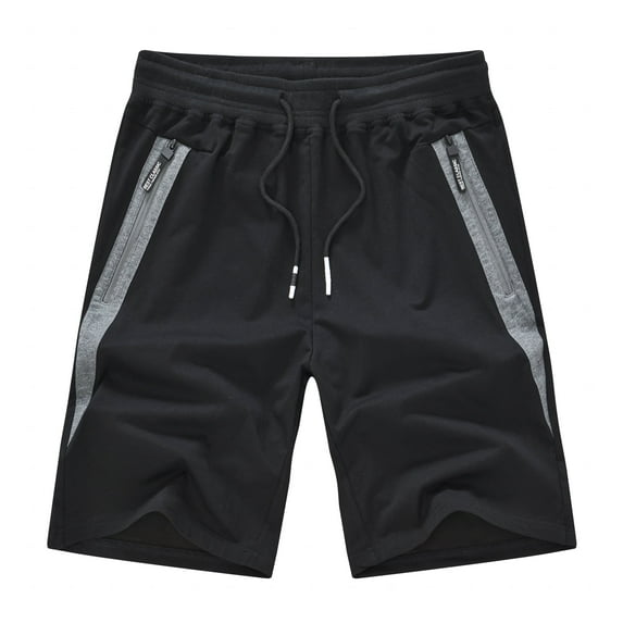 Tyhengta Mens Shorts Casual Drawstring Zipper Pockets Elastic Waist DK2081/Black 32