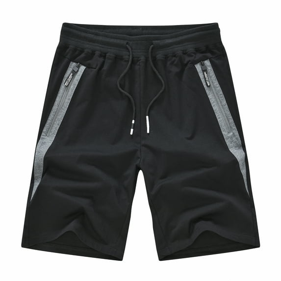 Tyhengta Mens Shorts Casual Drawstring Zipper Pockets Elastic Waist DK2081/Black 38