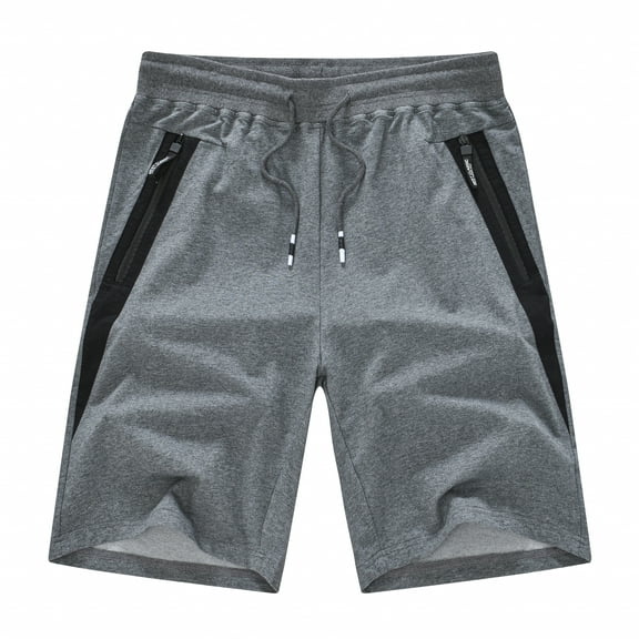 Tyhengta Mens Shorts Casual Comfortable Workout Shorts Drawstring Zipper Pockets Elastic Waist Darkgray 30