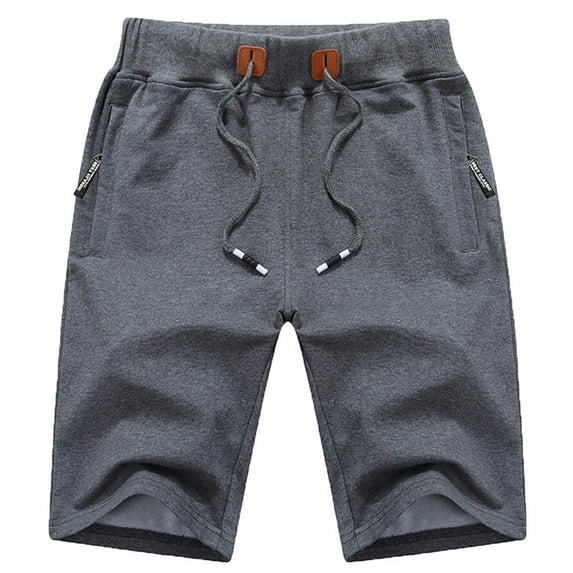 Tyhengta Mens Shorts Casual Drawstring Zipper Pockets Elastic Waist Darkgray 30