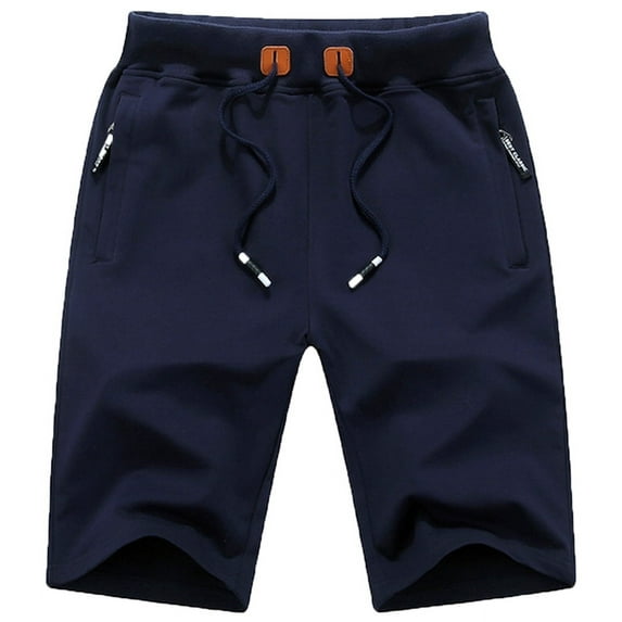 Tyhengta Mens Shorts Casual Drawstring Zipper Pockets Elastic Waist Navy 38