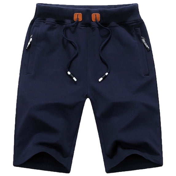 Tyhengta Mens Shorts Casual Drawstring Zipper Pockets Elastic Waist Navy 40
