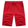 thumbnail image 1 of Tyhengta Mens Shorts Casual Drawstring Zipper Pockets Elastic Waist Red 32, 1 of 8
