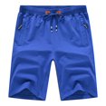 thumbnail image 1 of Tyhengta Mens Shorts Casual Drawstring Zipper Pockets Elastic Waist Royalblue 29, 1 of 8