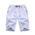 thumbnail image 1 of Tyhengta Mens Shorts Casual Drawstring Zipper Pockets Elastic Waist White 32, 1 of 8