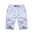 thumbnail image 1 of Tyhengta Mens Shorts Casual Drawstring Zipper Pockets Elastic Waist White 44, 1 of 8