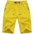 thumbnail image 1 of Tyhengta Mens Shorts Casual Drawstring Zipper Pockets Elastic Waist Yellow 40, 1 of 8